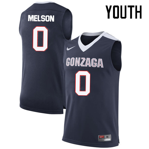 Youth #0 Silas Melson Gonzaga Bulldogs College Basketball Jerseys-Navy - Click Image to Close